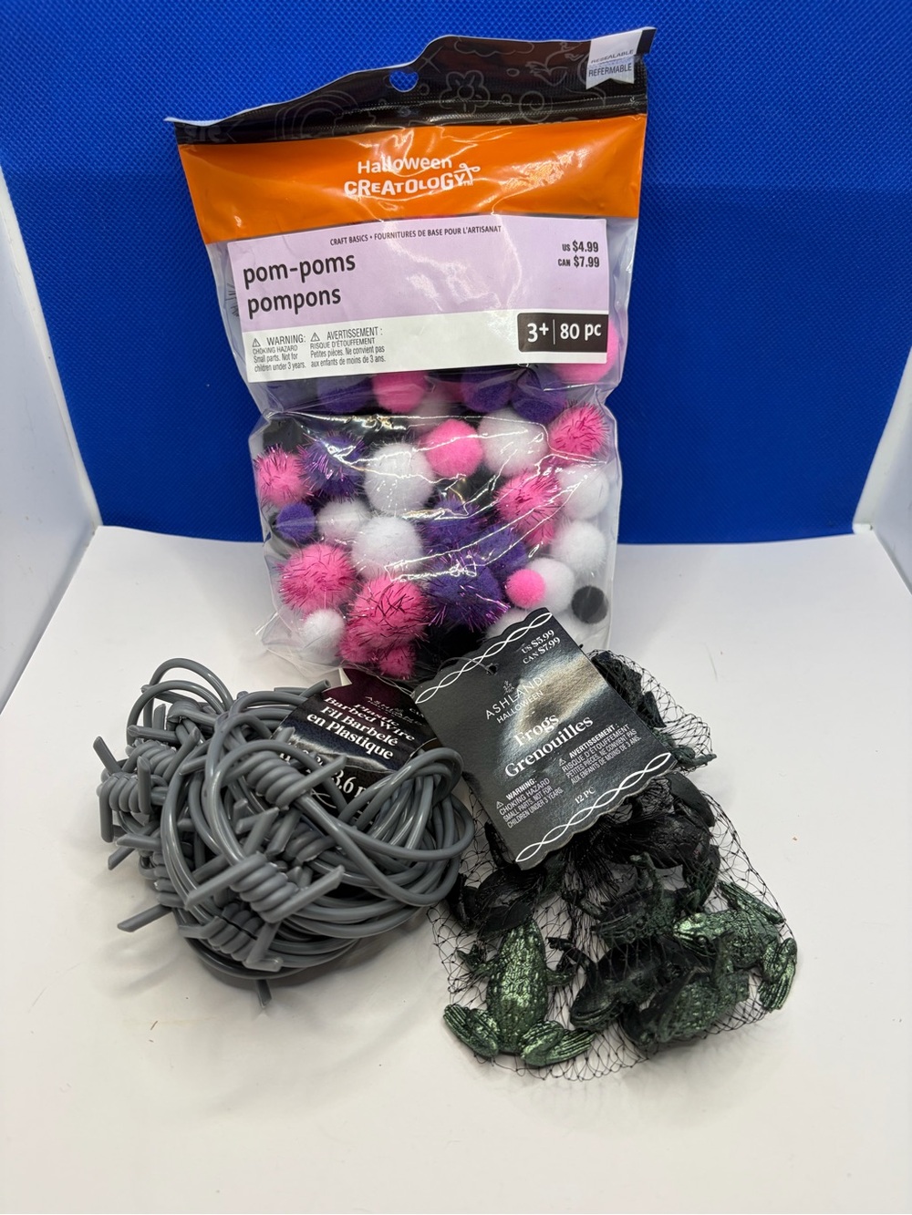 Halloween Craft Supply Lot Frogs Barbed Wire Pom Poms Ashland Creatology